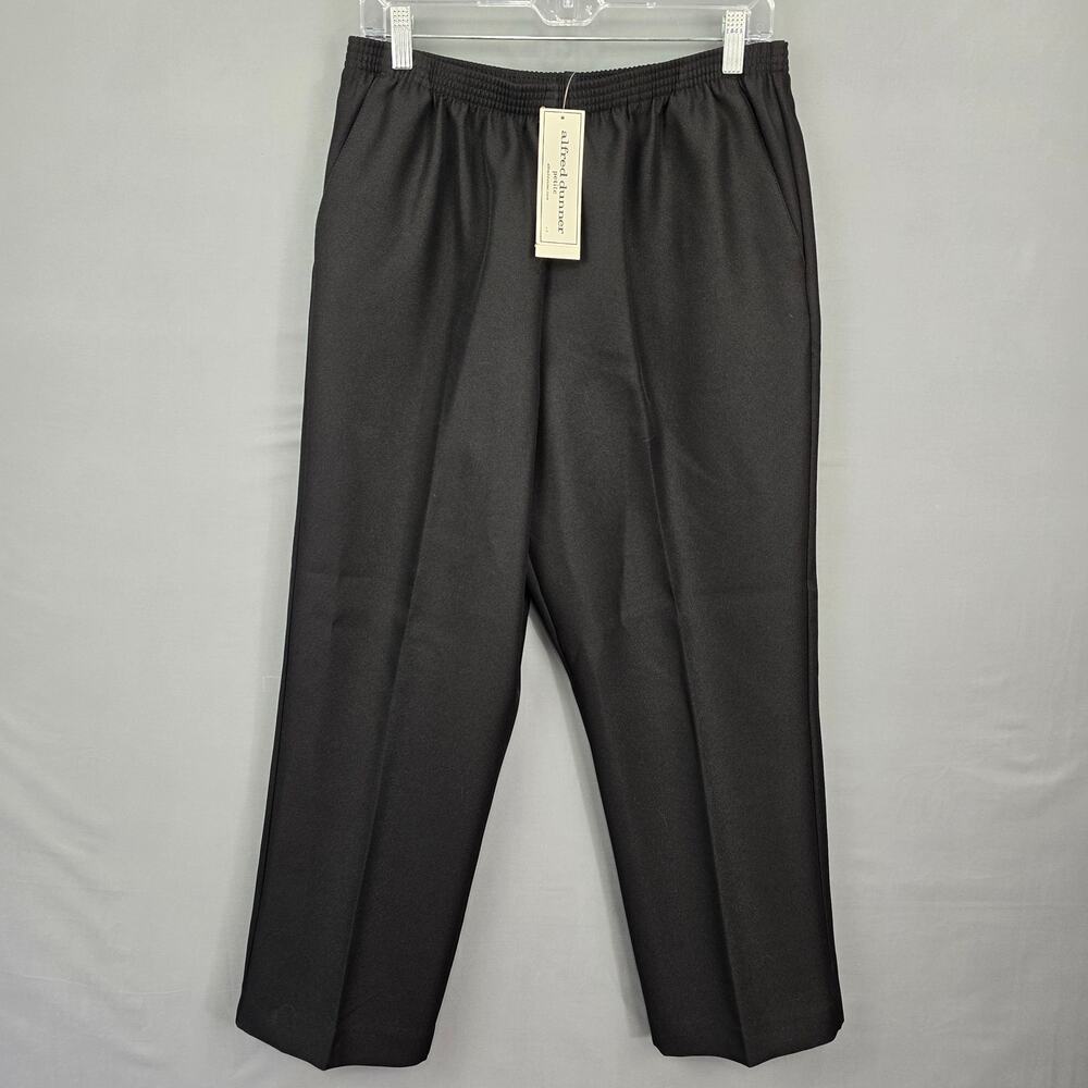 Alfred Dunner Black Pants Size 14 Petite NEW $34 Short Straight Pull-On Women's